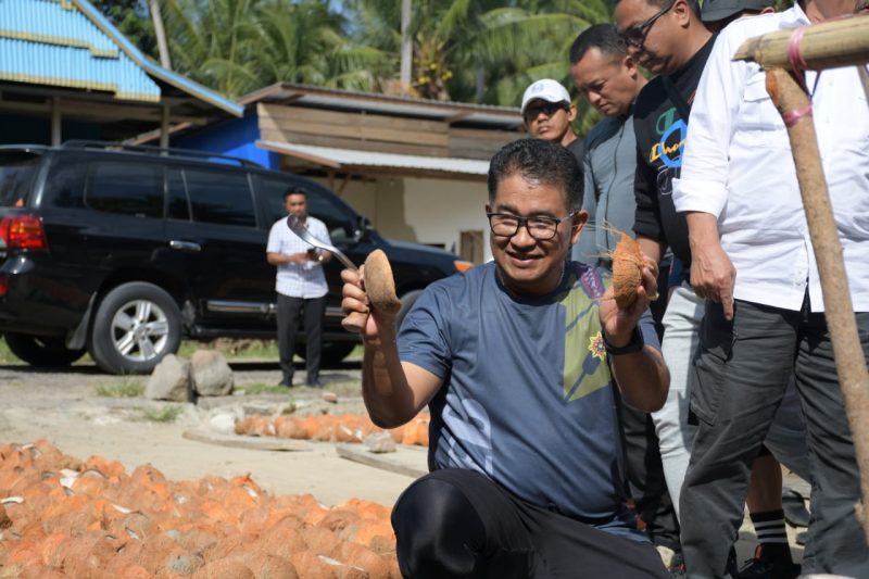 Pj Gubernur Sulbar Akmal Malik di lokasi pembakaran arang tempurung di Desa Katumbangan Kecamatan Campalagian Sabtu 30 Juli 2022.