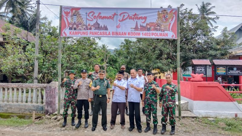 Dandim Polman Letkol Czi Masni Etha Yanurianedhi, M. Tr.(Han) Hadiri Pencanangan Kampung Pancasila di Desa Pasiang, Kecamatan Matakali, Kabupaten Polman 