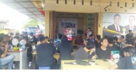 Ketua Harian ESI Sulbar, Risbar Berlian Bachri memberi sambutan kepada seluruh peserta yang hadir dalam tahap seleksi Porprov Sulbar ke-4.