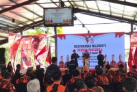 Sekretaris Jendral MPN Pemuda Pancasila, Arif Rahman Berikan Sambutannya di Muswil Pemuda Pancasila Sulawesi Barat.
