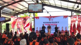 Sekretaris Jendral MPN Pemuda Pancasila, Arif Rahman Berikan Sambutannya di Muswil Pemuda Pancasila Sulawesi Barat.