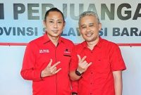 Sudarji Sjaharuddin bersama Ado Masud Ketua DPC PDI Perjuangan Kabupaten Mamuju