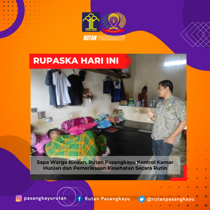 Sapa Warga Binaan, Rutan Pasangkayu Kontrol Kamar Hunian dan Pemeriksaan Kesehatan Secara Rutin. Foto: Rutan Pasangkayu/dok (19/01)

