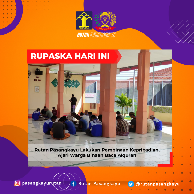 Rutan Pasangkayu Lakukan Pembinaan Kepribadian, Ajari Warga Binaan Baca Alquran. Foto: Rutan Pasangkayu/dok (16/01)
