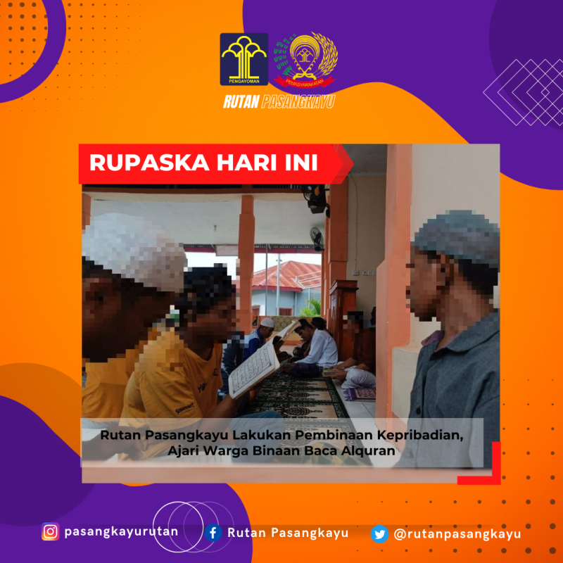 Rutan Pasangkayu Lakukan Pembinaan Kepribadian, Ajari Warga Binaan Baca Alquran
