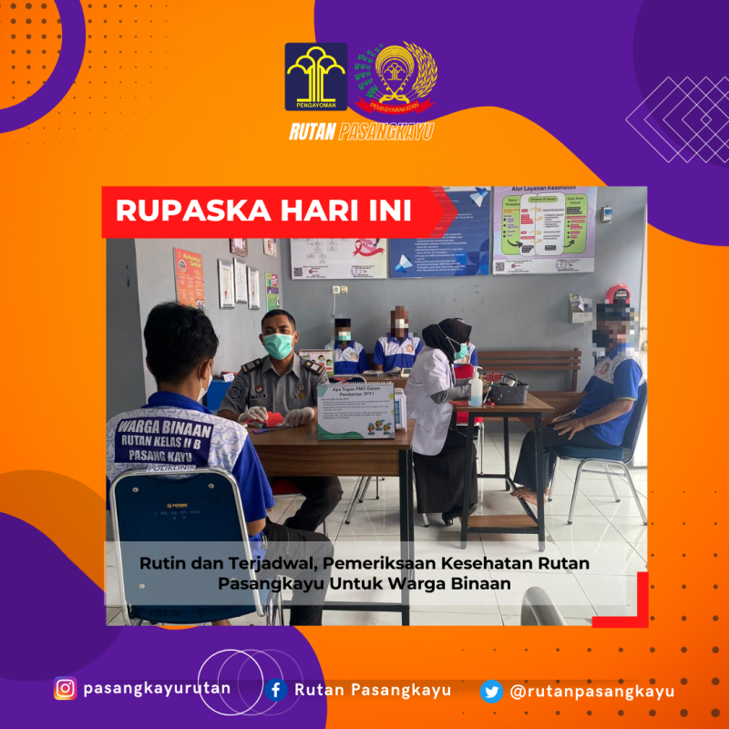 Rutin dan Terjadwal, Pemeriksaan Kesehatan Rutan Pasangkayu Untuk Warga Binaan