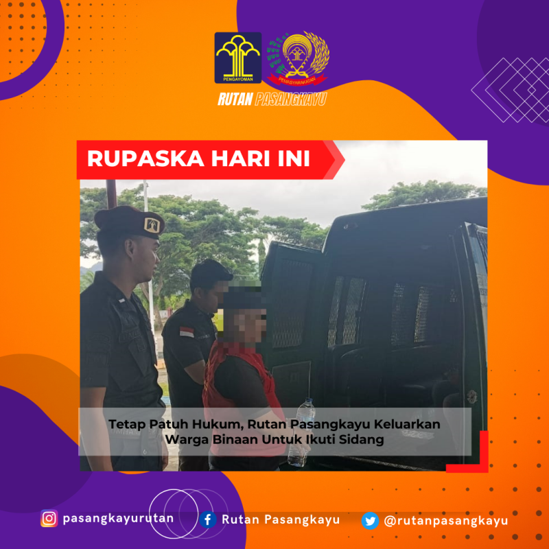 Tetap Patuh Hukum, Rutan Pasangkayu Keluarkan Warga Binaan Untuk Ikuti Sidang. Foto: Rutan Pasangkayu/dok (16/01)
