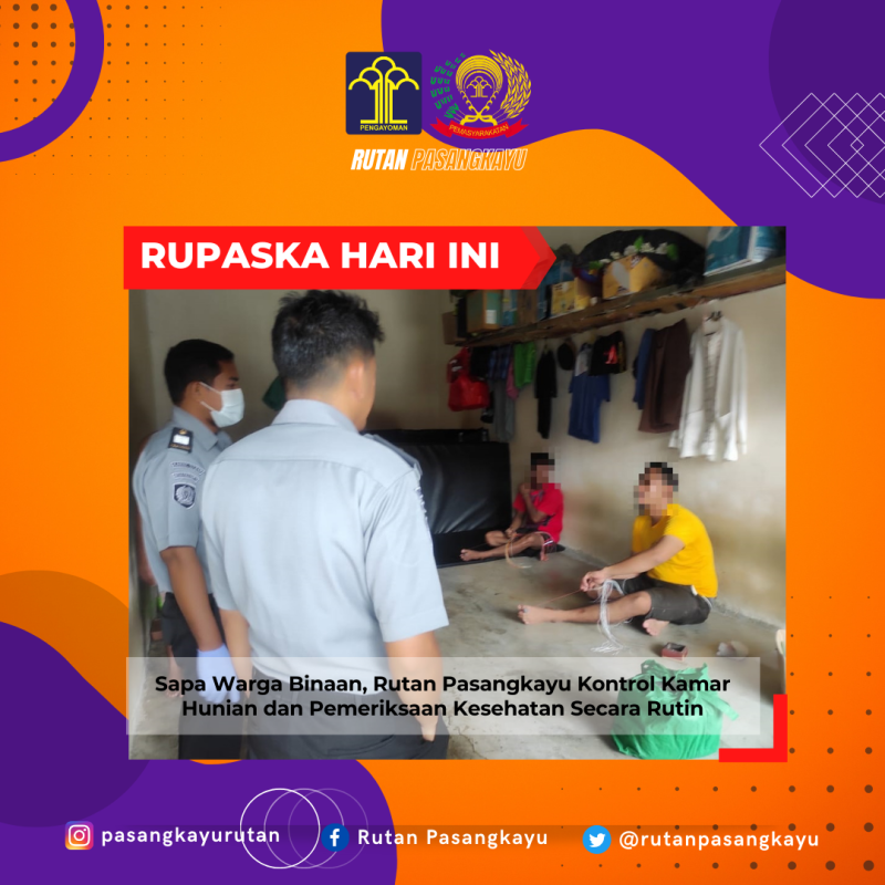 Sapa Warga Binaan, Rutan Pasangkayu Kontrol Kamar Hunian dan Pemeriksaan Kesehatan Secara Rutin. Foto: Rutan Pasangkayu/dok (16/01)

