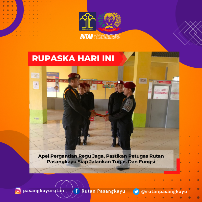 Apel Pergantian Regu Jaga, Pastikan Petugas Rutan Pasangkayu Siap Jalankan Tugas Dan Fungsi. Foto: Rutan Pasangkayu/dok (17/01)
