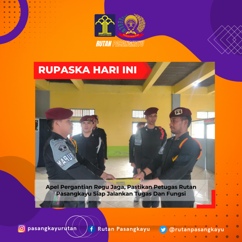 Apel Pergantian Regu Jaga, Pastikan Petugas Rutan Pasangkayu Siap Jalankan Tugas Dan Fungsi