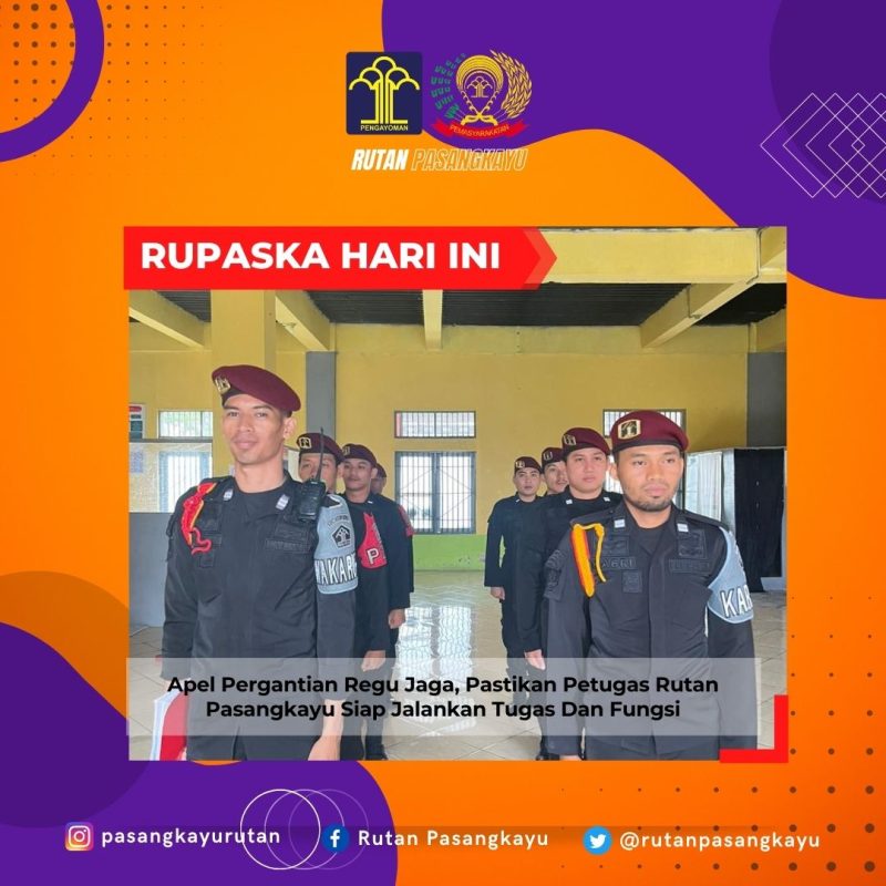 Apel Pergantian Regu Jaga, Pastikan Petugas Rutan Pasangkayu Siap Jalankan Tugas Dan Fungsi
