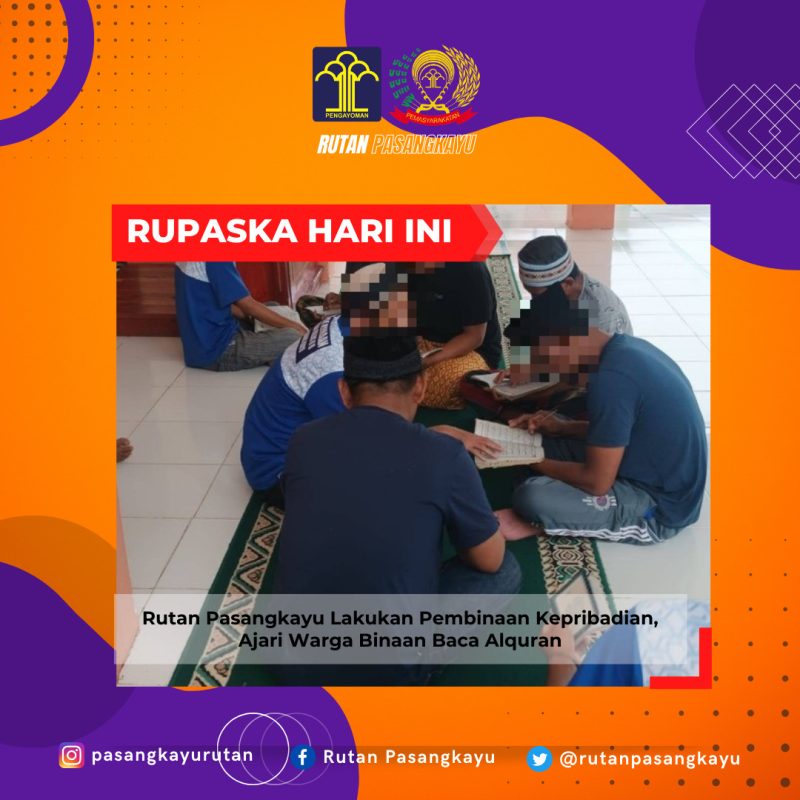 Rutan Pasangkayu Lakukan Pembinaan Kepribadian, Ajari Warga Binaan Baca Alquran