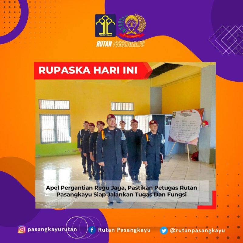 Apel Pergantian Regu Jaga, Pastikan Petugas Rutan Pasangkayu Siap Jalankan Tugas Dan Fungsi