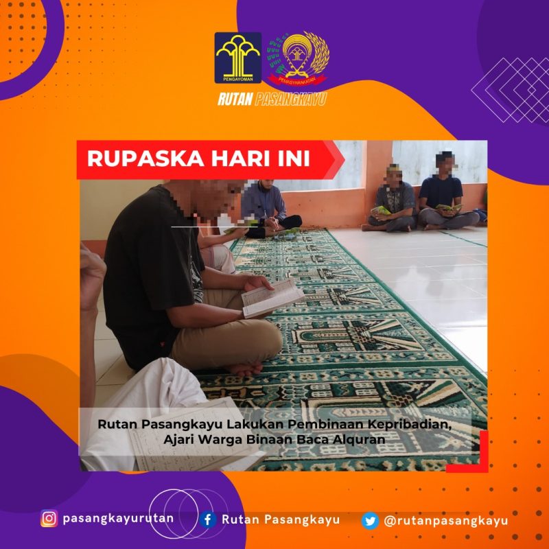Rutan Pasangkayu Lakukan Pembinaan Kepribadian, Ajari Warga Binaan Baca Alquran
