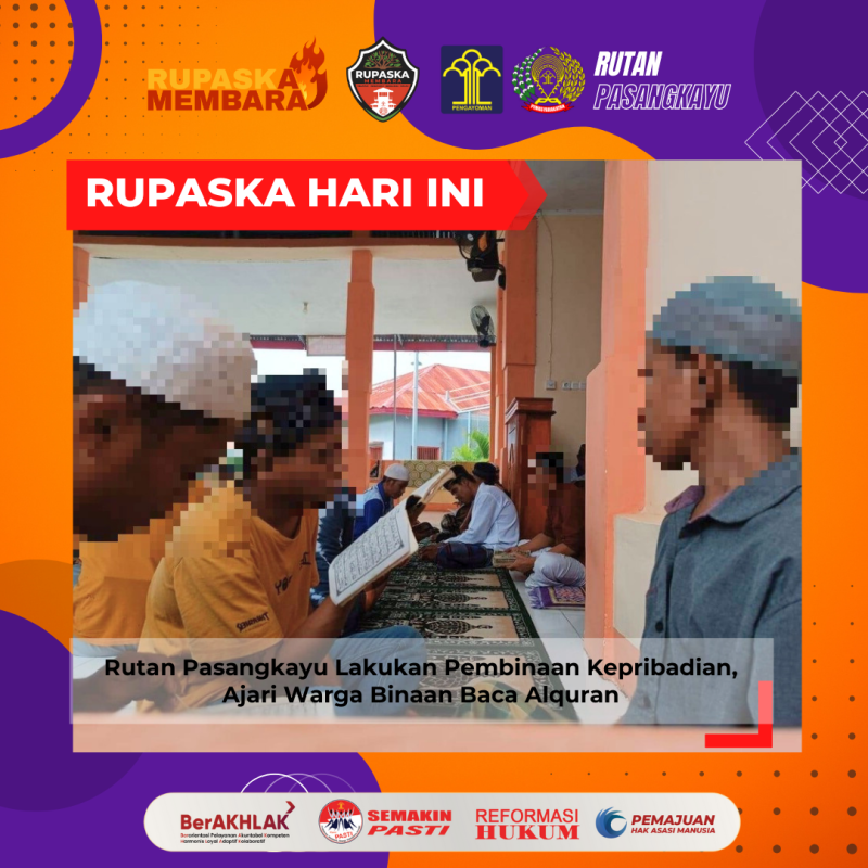 Rutan Pasangkayu Lakukan Pembinaan Kepribadian, Ajari Warga Binaan Baca Alquran