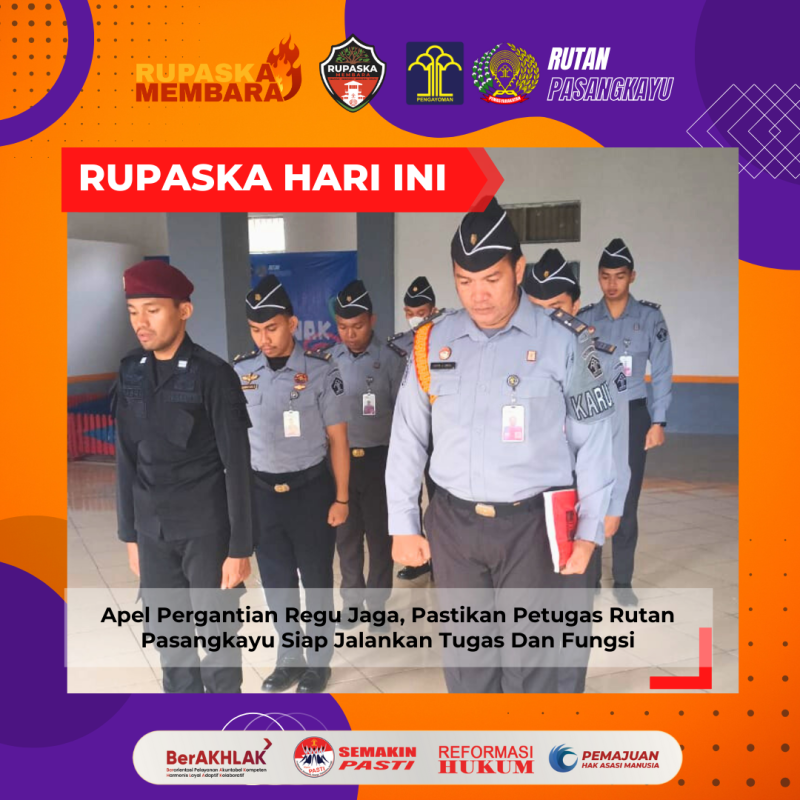 Apel Pergantian Regu Jaga, Pastikan Petugas Rutan Pasangkayu Siap Jalankan Tugas Dan Fungsi