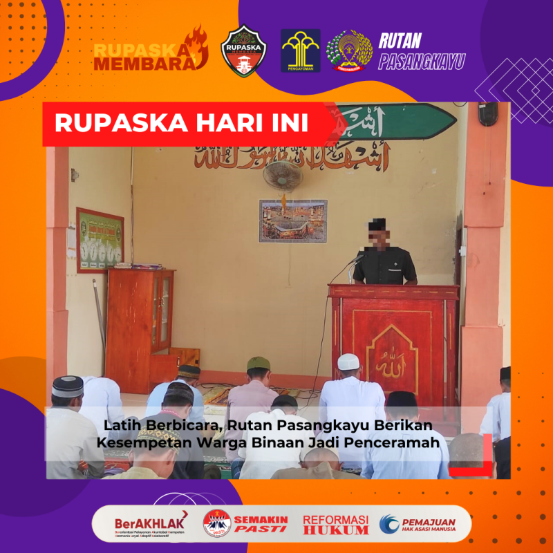 Latih Berbicara, Rutan Pasangkayu Berikan Kesempetan Warga Binaan Jadi Penceramah