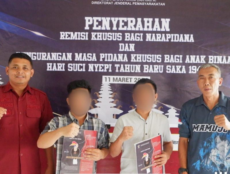 Sebanyak Dua Warga Binaan Rutan Mamuju beragama Hindu menerima Remisi Khusus Nyepi Tahun 2024