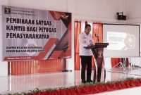 Kakanwil Kemenkumham Sulbar memberikan sambutan pada kegiatan Pembinaan Satga Kamtib bagi jajaran Pemasyarakatan se-Sulawesi Barat