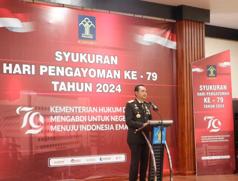 Kakanwil memberikan sambutan pada acara syukuran Hari Pengayoman ke-79