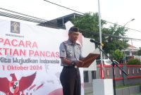 Karutan membacakan sambutan pada peringatan Hari Kesaktian Pancasila tahun 2024