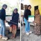 Siska, perwakilan dari Dermaga Sandeq Nusantara Saat Menyerahkan Bantuan
