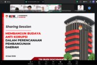 Foto: Diskusi E-Learning Seri ke-7 bertema “Membangun Budaya Anti Korupsi dalam Perencanaan Pembangunan Daerah” yang digelar secara daring