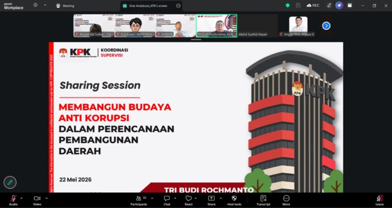 Foto: Diskusi E-Learning Seri ke-7 bertema “Membangun Budaya Anti Korupsi dalam Perencanaan Pembangunan Daerah” yang digelar secara daring