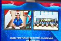 Foto: Ketua Umum Agus Harimurti Yudhoyono Saat Memberikan Sambuta di Musyawarah Daerah (Musda) V Partai Demokrat Provinsi Sulawesi Barat yang digelar di Mamuju