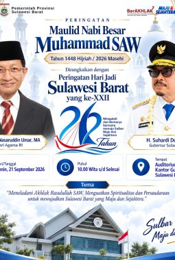 Menteri Agama Nasaruddin Umar Hadiri Maulid Nabi di Sulbar, Gubernur: Selamat Datang di Bumi Manakarra