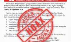 Hoaks! Isu Internet Nasional Dipadamkan 3 Hari Mulai 25 September